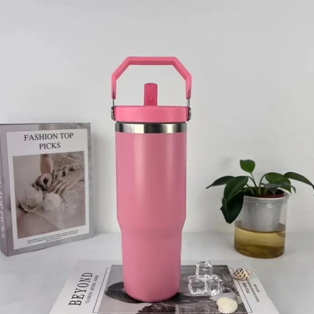 30oz Insulated Stainless Steel Sports Water Bottle with Handle and Straw, BPA-Fr